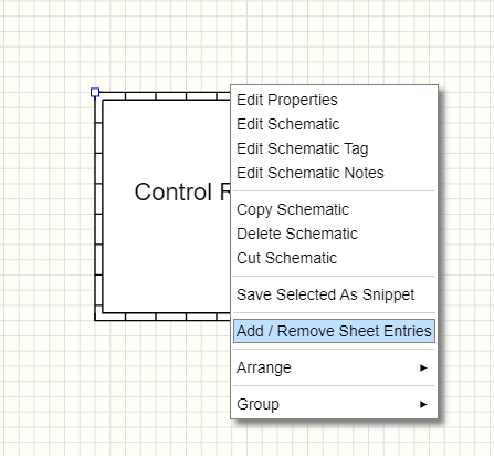 popup menu to access add / remove sheet entry dialog