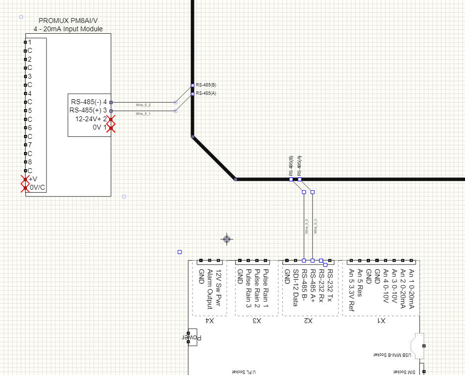 image of Bus in schematic editor showing labels and wires connected