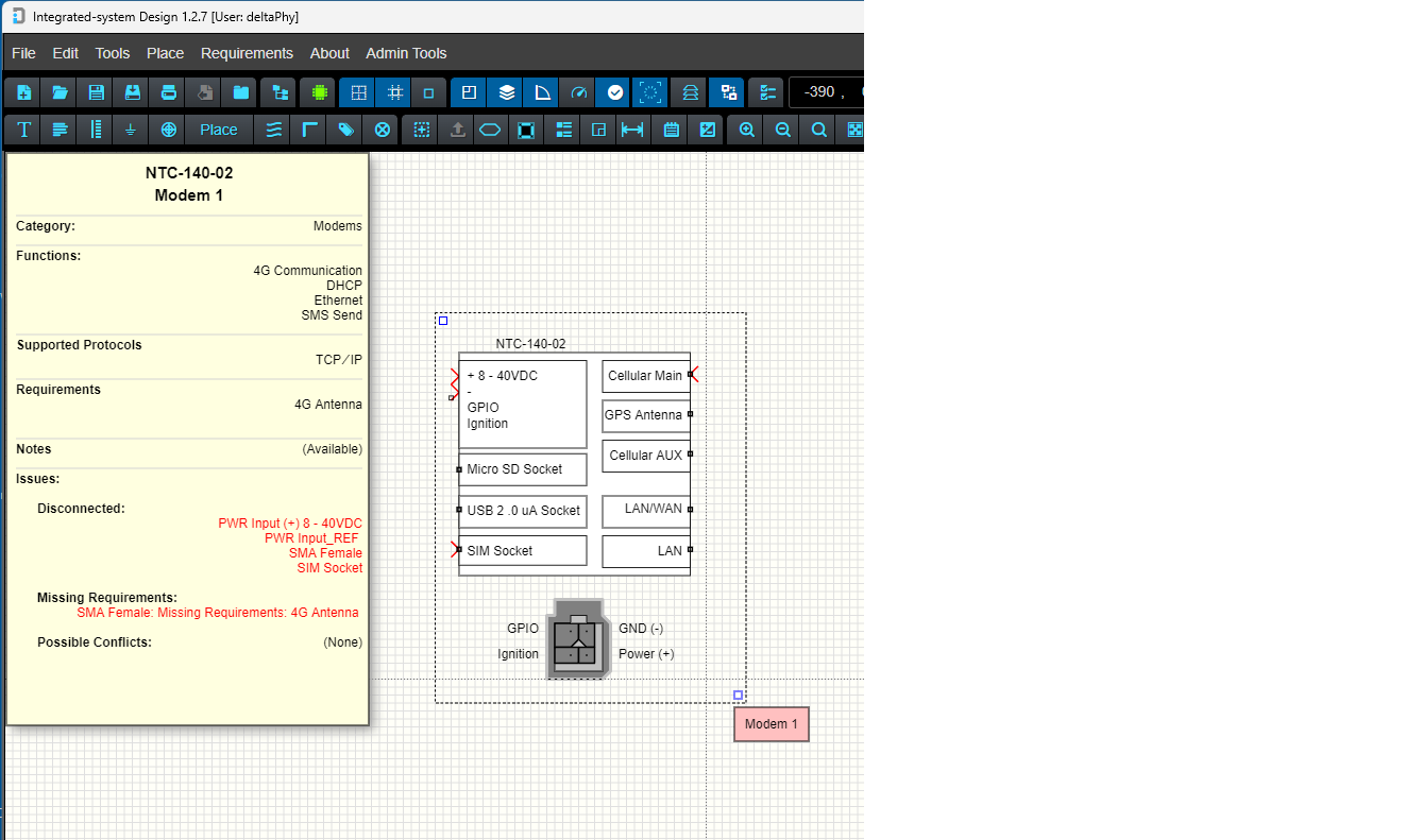 Image showing heads-up display indicating component fault in real-time