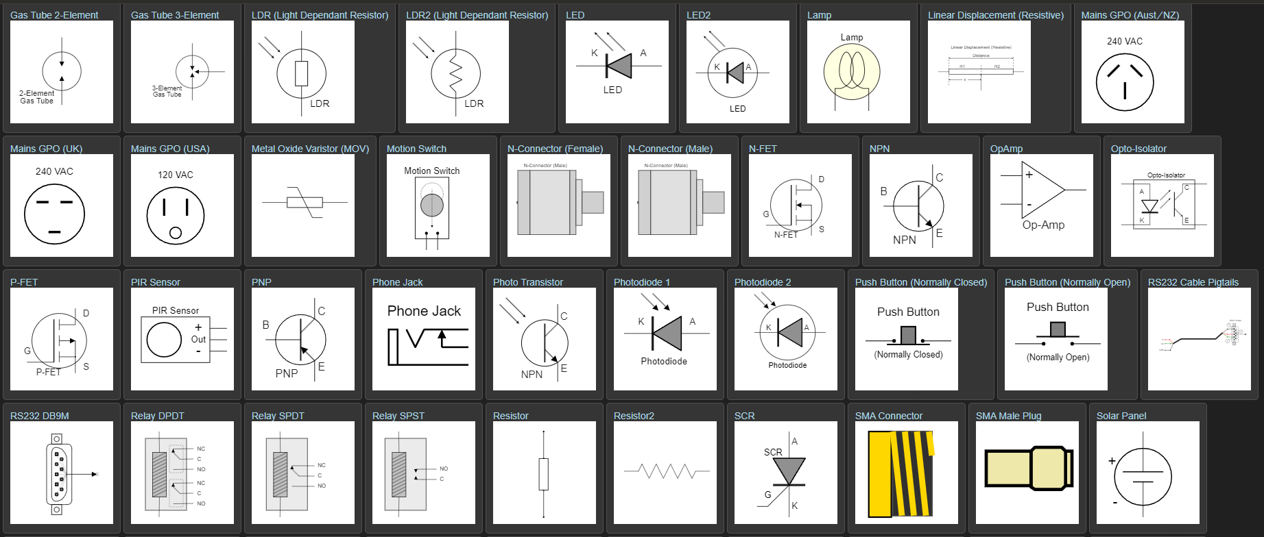 example electrical component symbols