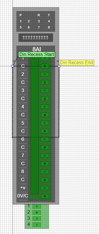 Image of component footprint with din recess installed