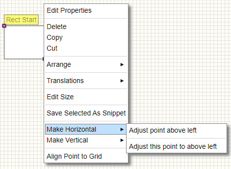 Image showing edit make horizontal context menu for a graphic object