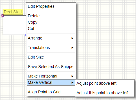Image showing edit make vertical context menu for a graphic object