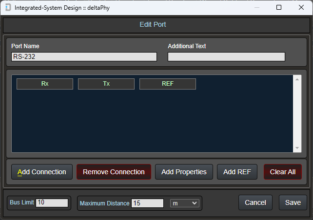 Example RS232 port electrical object