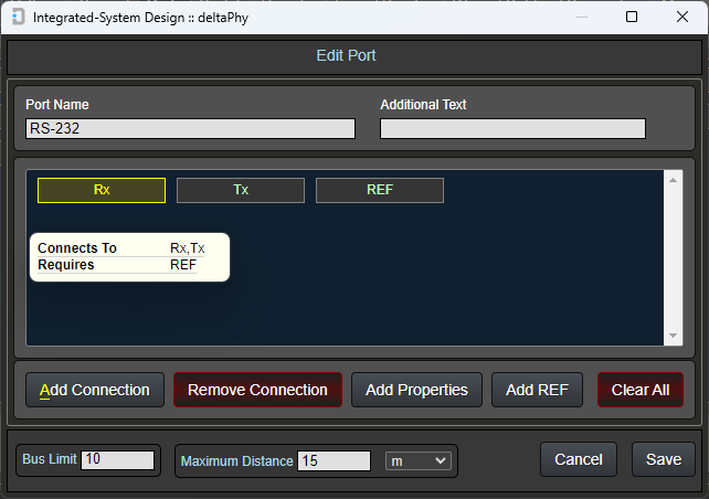 Example RS232 port electrical object