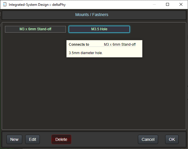 image of mounts dialog