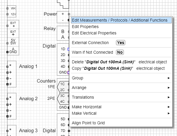 Context menu to apply PMA to an electrical object